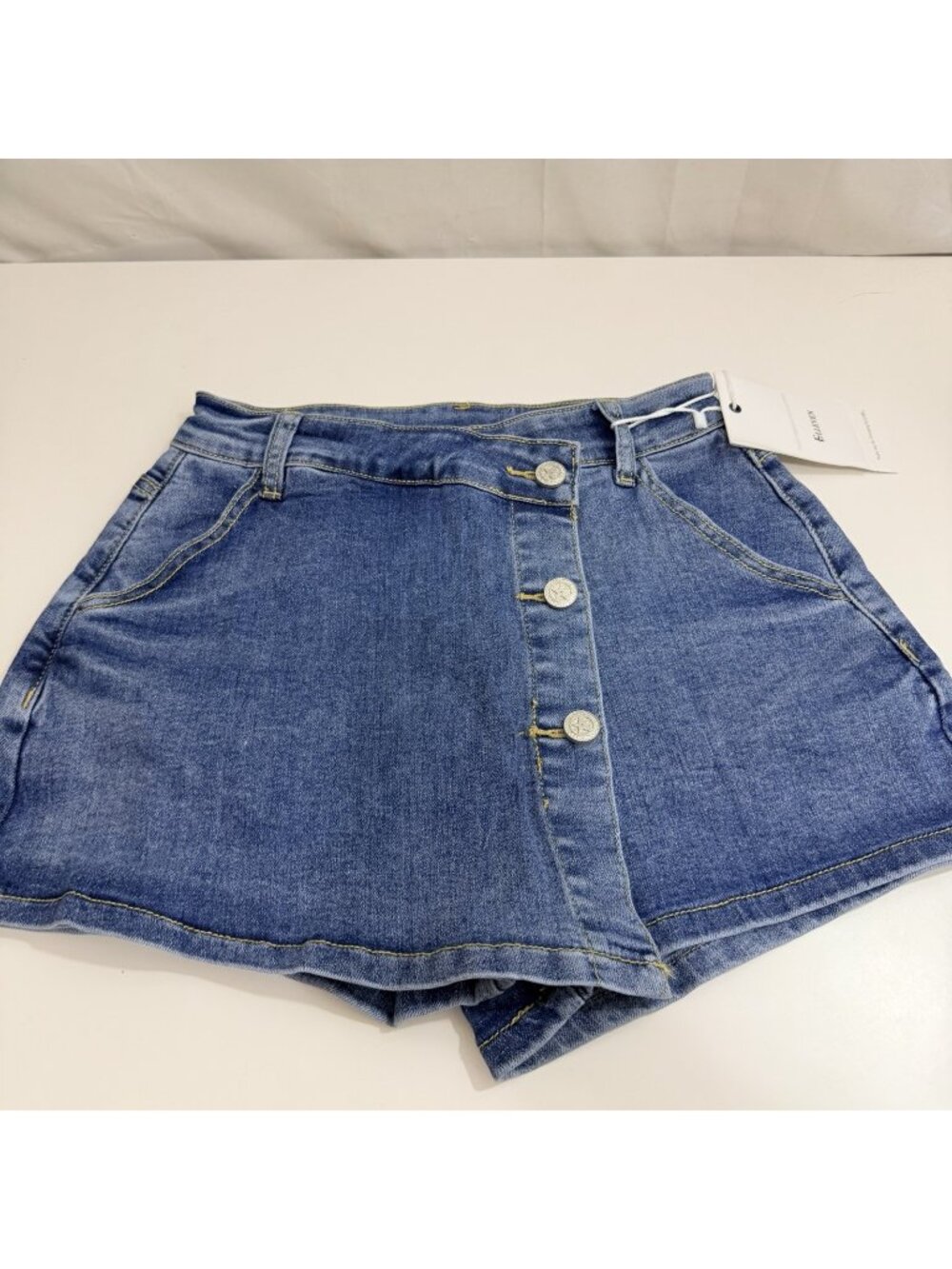 Elleven Womens Denim Skort Mini Skirt With Built-In Shorts XS